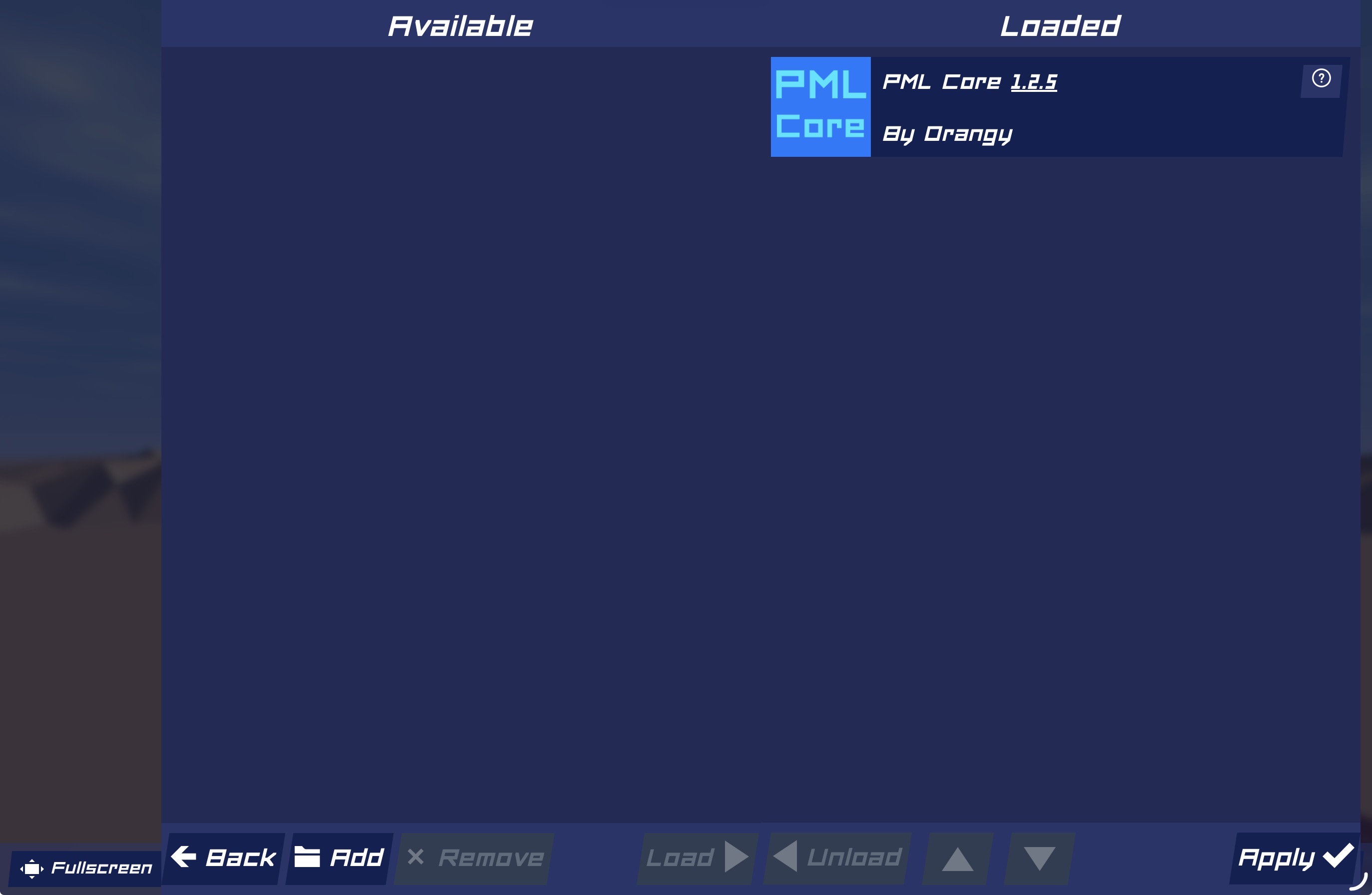 The mod menu